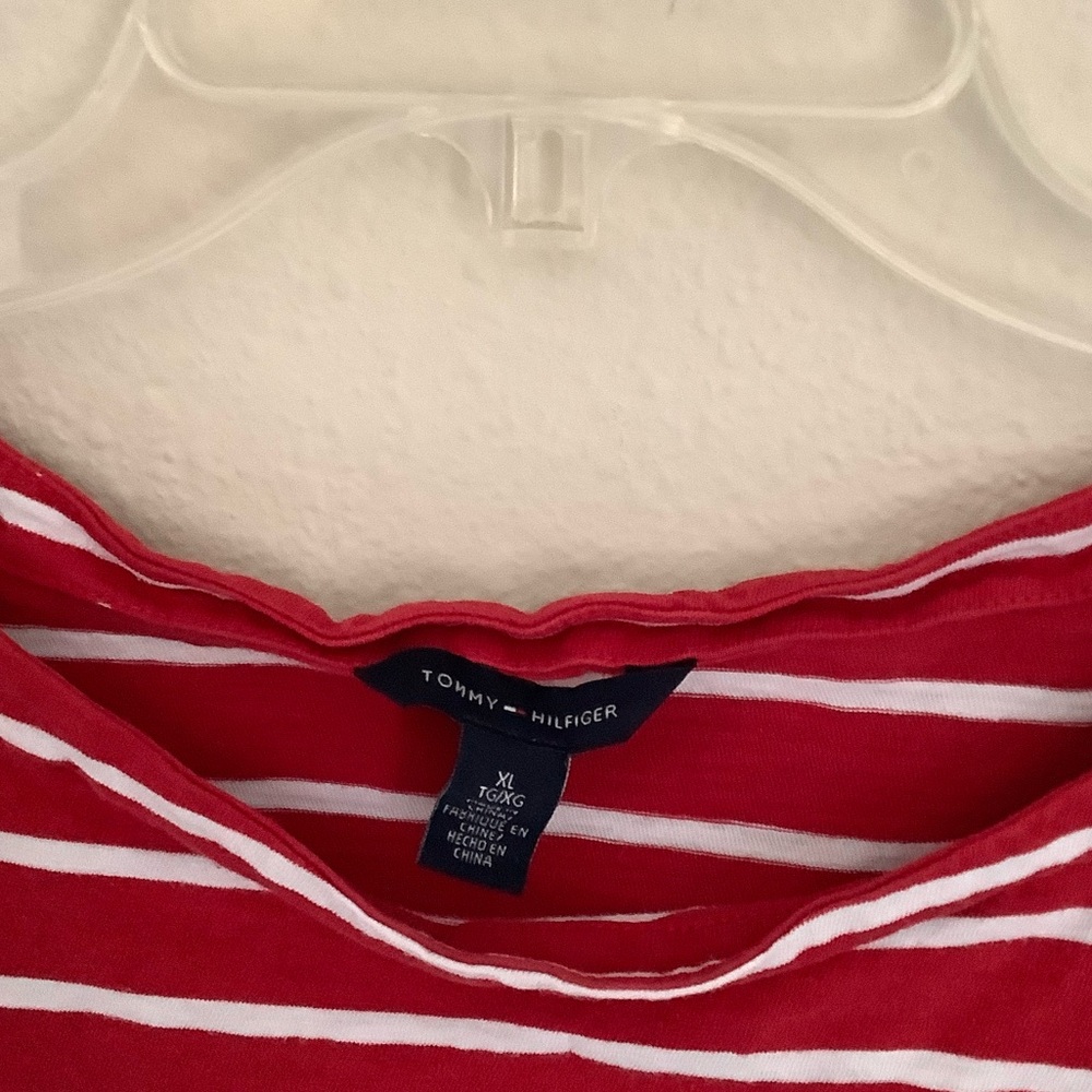 Tommy Hilfiger Red, White & Navy Striped Boatneck Top - Picture 2 of 5